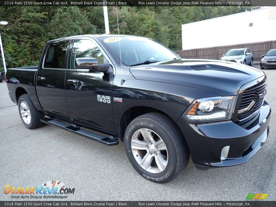 2018 Ram 1500 Sport Crew Cab 4x4 Brilliant Black Crystal Pearl / Black Photo #7