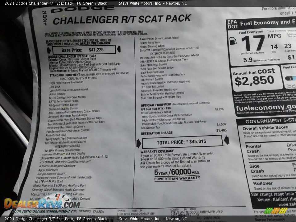 2021 Dodge Challenger R/T Scat Pack F8 Green / Black Photo #26
