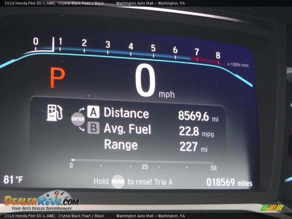 2019 Honda Pilot EX-L AWD Crystal Black Pearl / Black Photo #35
