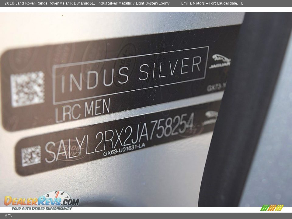 Land Rover Color Code MEN Indus Silver Metallic