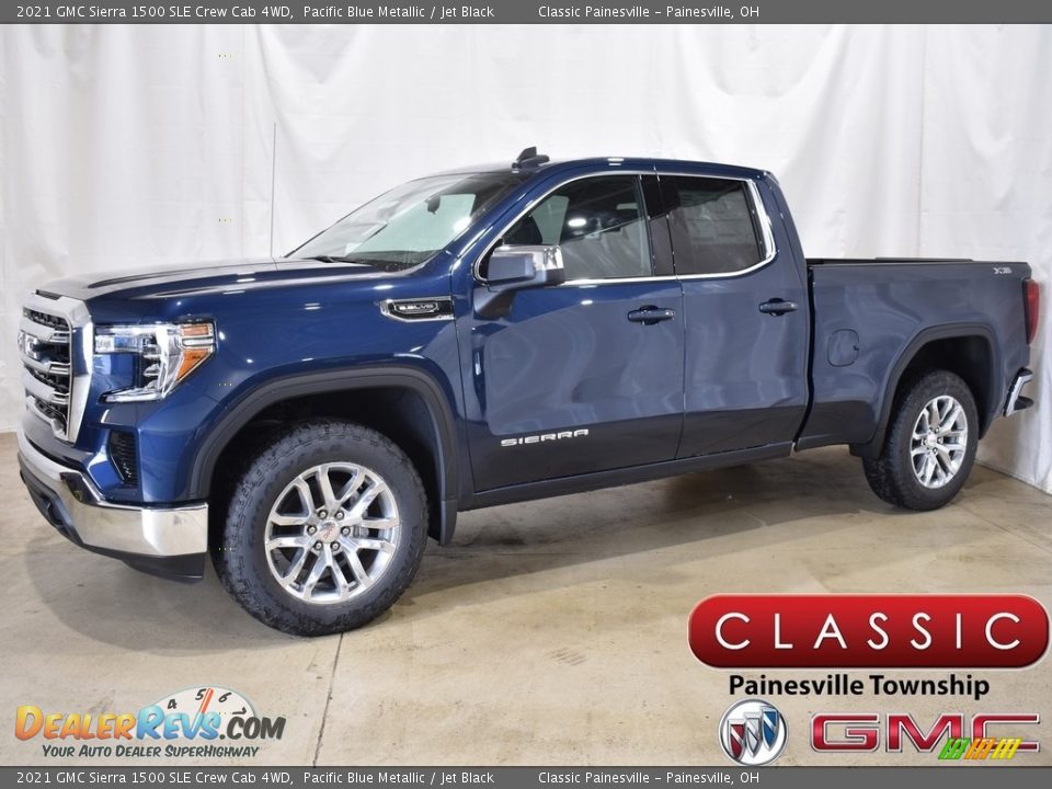 2021 GMC Sierra 1500 SLE Crew Cab 4WD Pacific Blue Metallic / Jet Black Photo #1