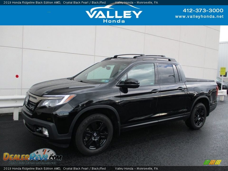 2019 Honda Ridgeline Black Edition AWD Crystal Black Pearl / Black/Red Photo #1