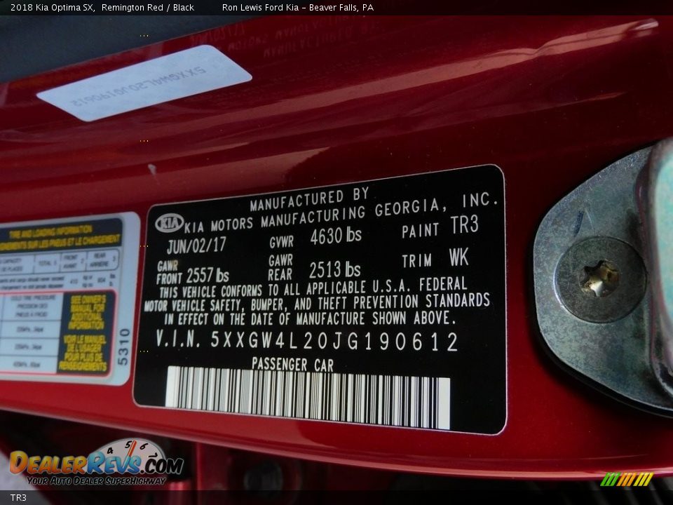 Kia Color Code TR3 Remington Red