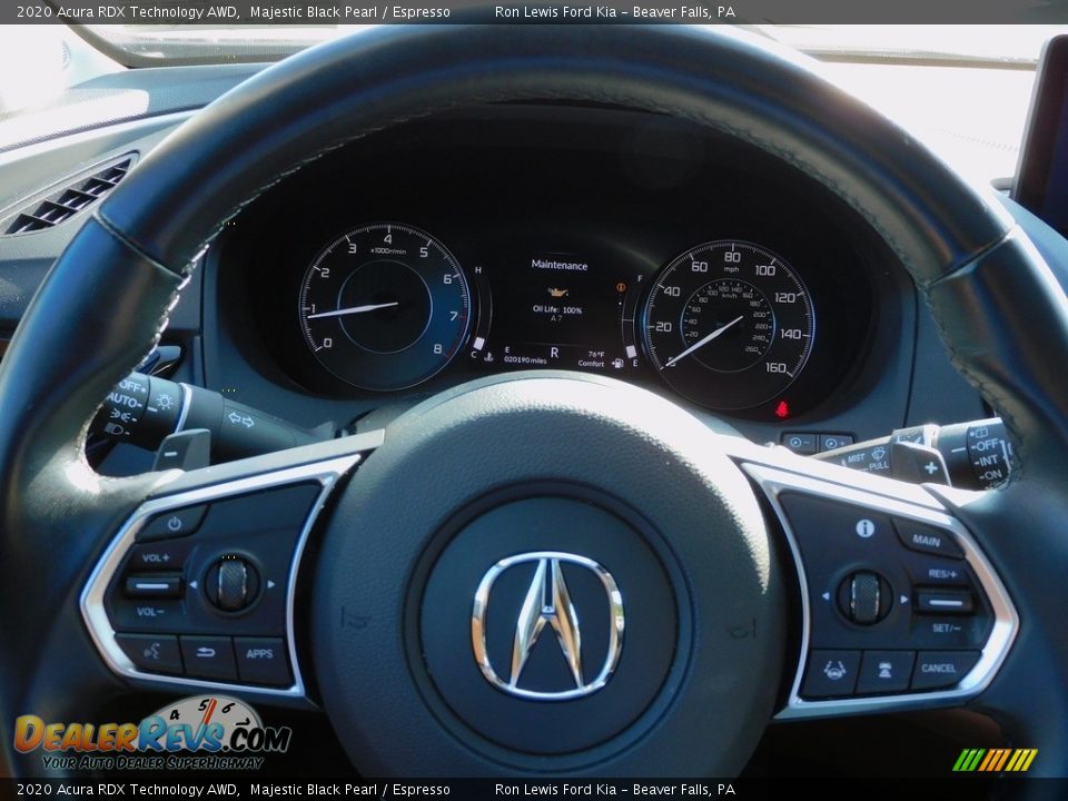 2020 Acura RDX Technology AWD Majestic Black Pearl / Espresso Photo #19