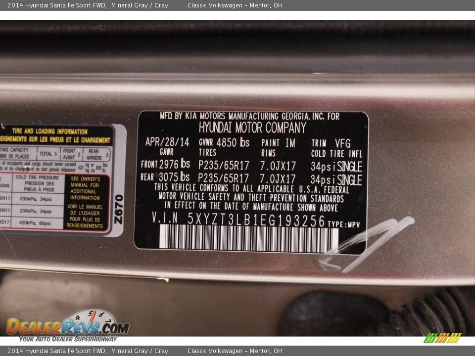 2014 Hyundai Santa Fe Sport FWD Mineral Gray / Gray Photo #20