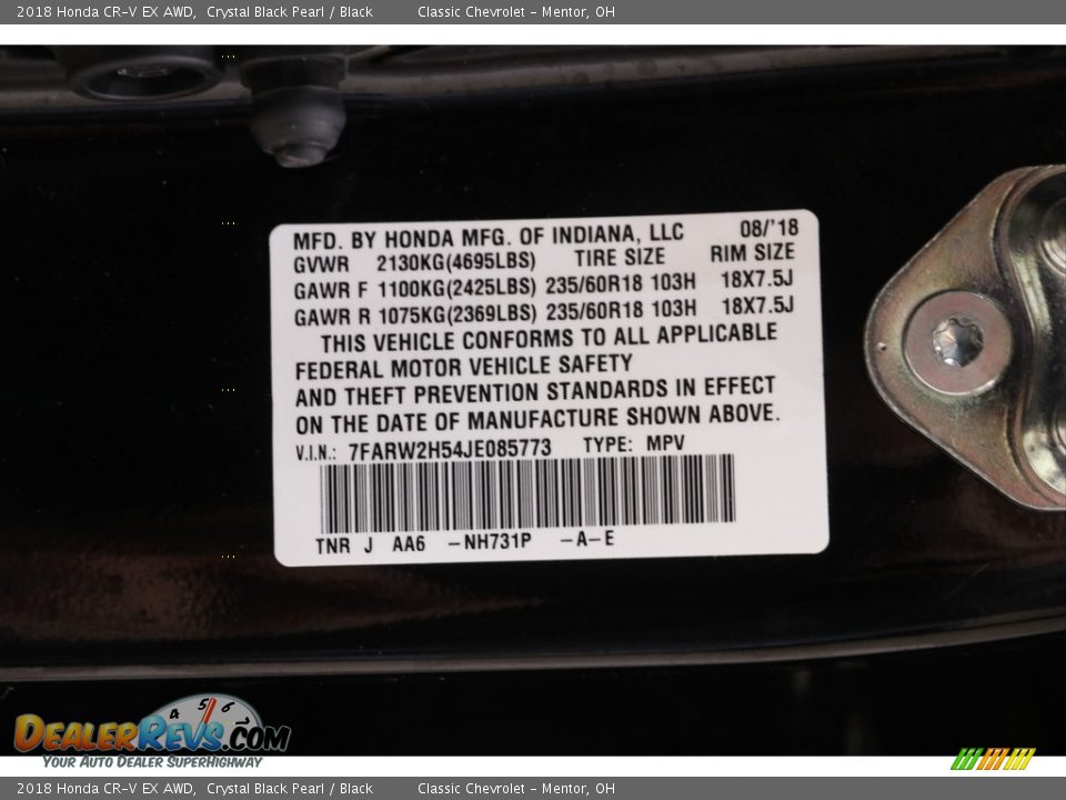 2018 Honda CR-V EX AWD Crystal Black Pearl / Black Photo #21