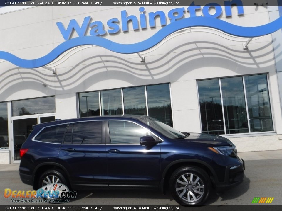2019 Honda Pilot EX-L AWD Obsidian Blue Pearl / Gray Photo #2