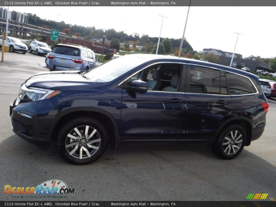 2019 Honda Pilot EX-L AWD Obsidian Blue Pearl / Gray Photo #7
