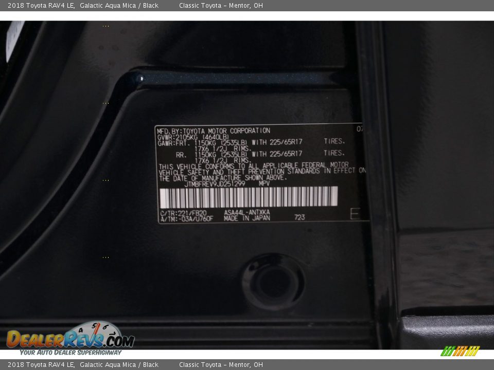 2018 Toyota RAV4 LE Galactic Aqua Mica / Black Photo #21