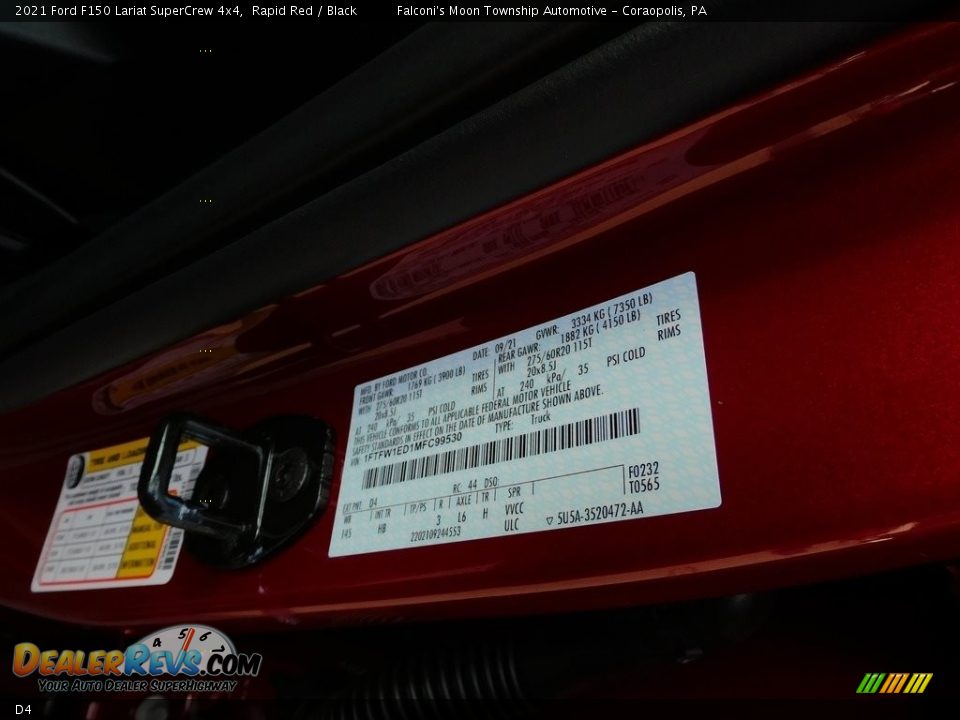 Ford Color Code D4 Rapid Red