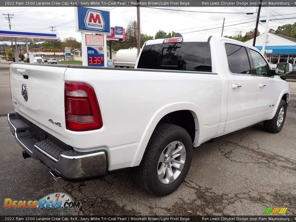 2022 Ram 1500 Laramie Crew Cab 4x4 Ivory White Tri-Coat Pearl / Mountain Brown/Light Frost Beige Photo #5