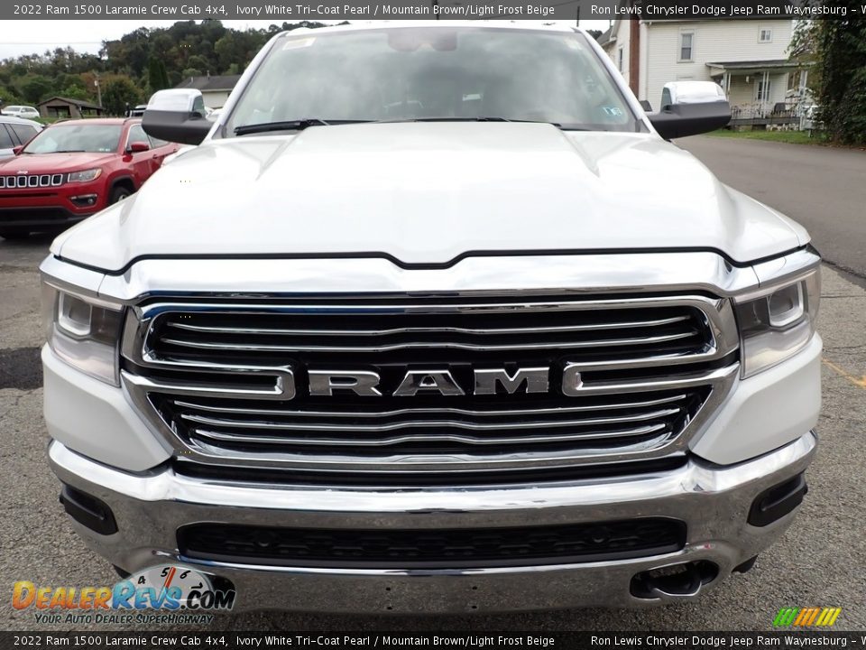 2022 Ram 1500 Laramie Crew Cab 4x4 Ivory White Tri-Coat Pearl / Mountain Brown/Light Frost Beige Photo #8