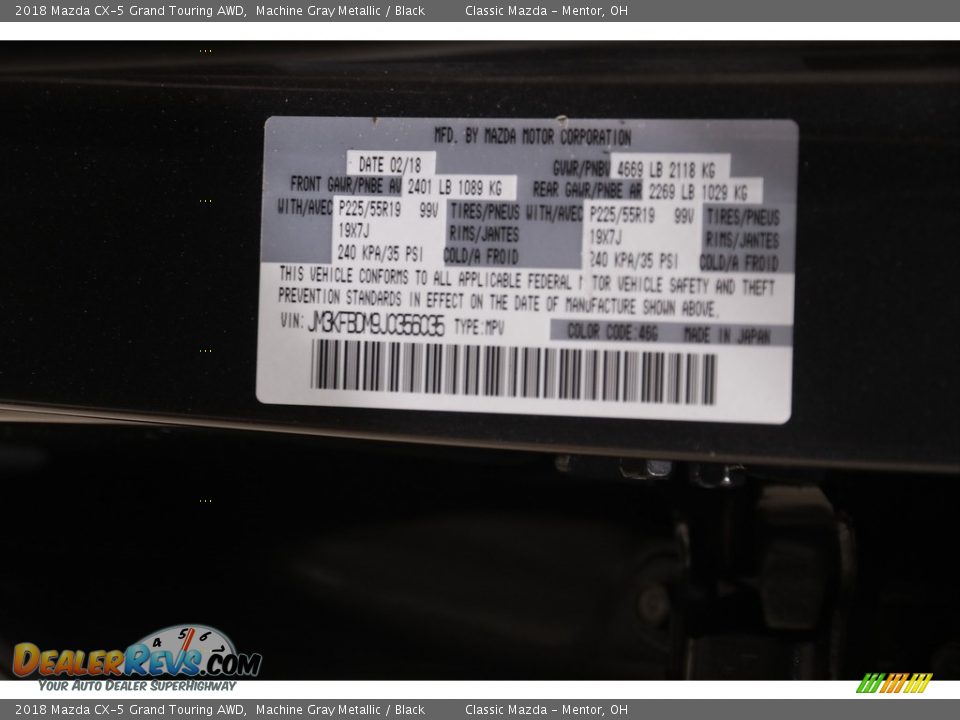 2018 Mazda CX-5 Grand Touring AWD Machine Gray Metallic / Black Photo #23