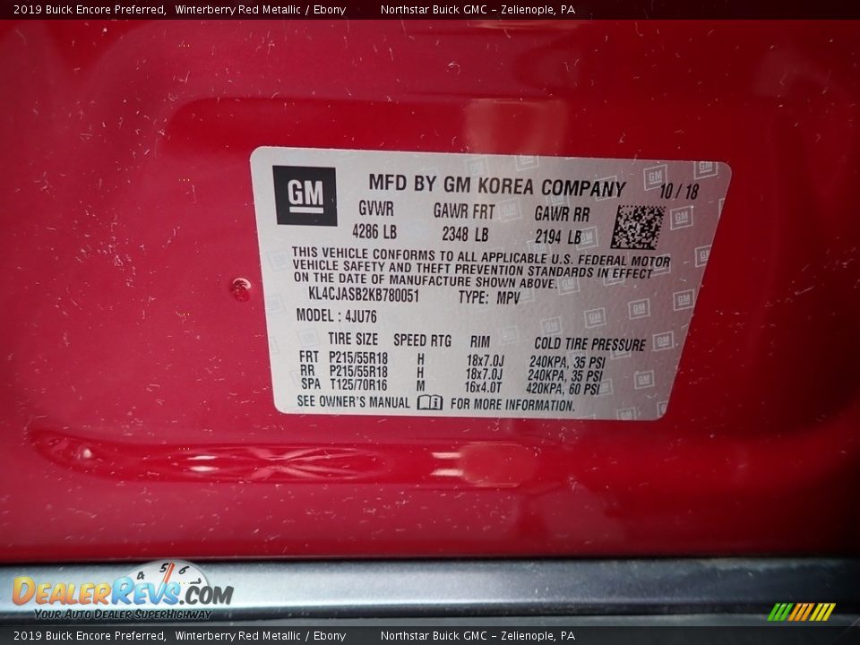 2019 Buick Encore Preferred Winterberry Red Metallic / Ebony Photo #15