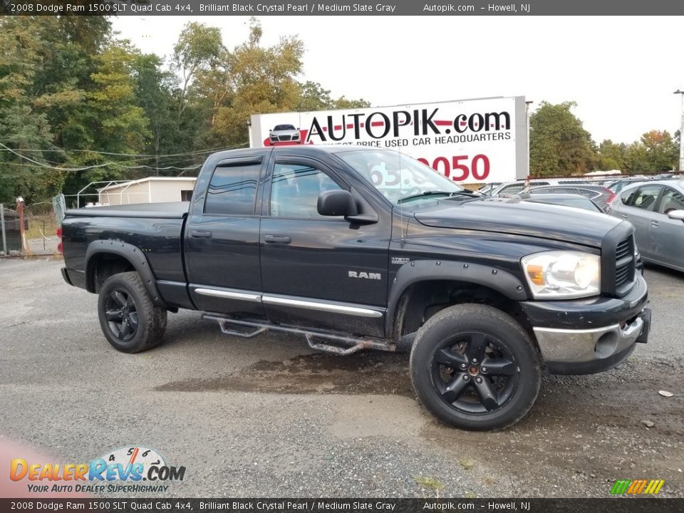 2008 Dodge Ram 1500 SLT Quad Cab 4x4 Brilliant Black Crystal Pearl / Medium Slate Gray Photo #1