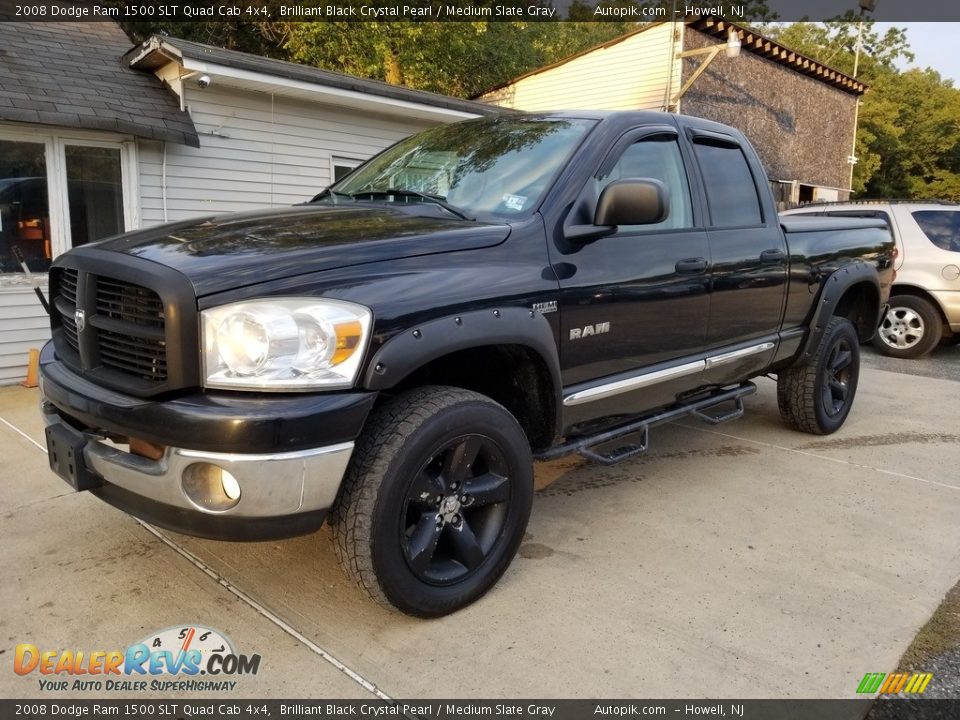 2008 Dodge Ram 1500 SLT Quad Cab 4x4 Brilliant Black Crystal Pearl / Medium Slate Gray Photo #2