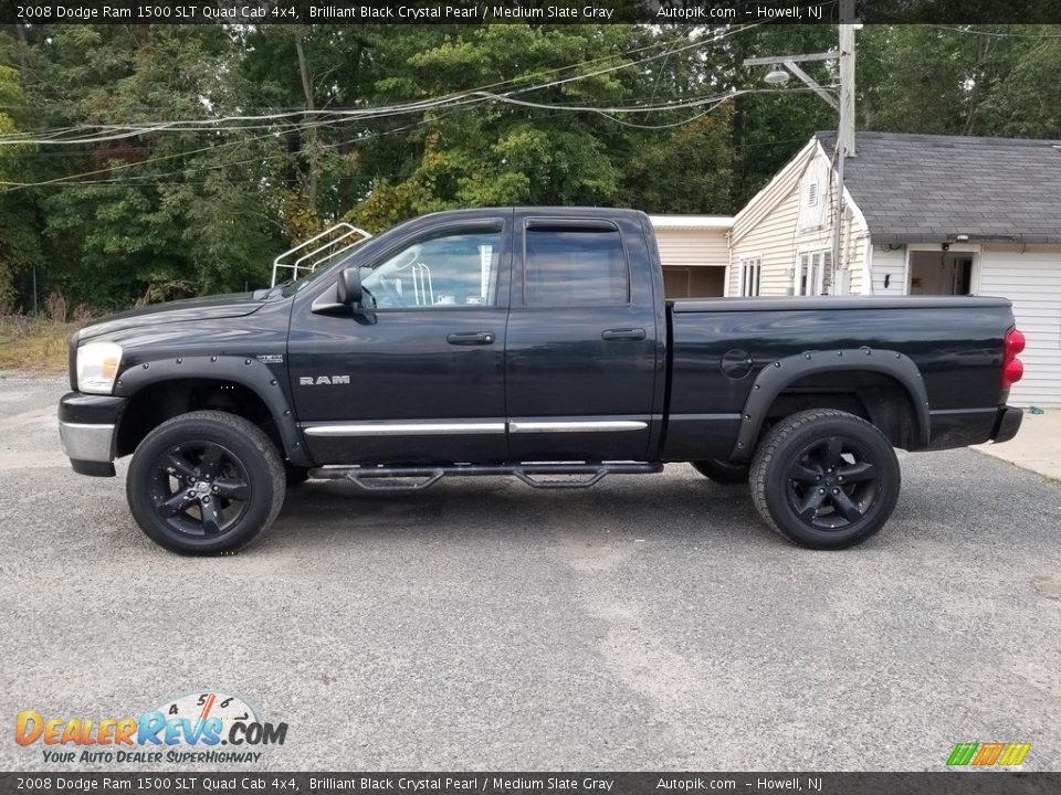 2008 Dodge Ram 1500 SLT Quad Cab 4x4 Brilliant Black Crystal Pearl / Medium Slate Gray Photo #3