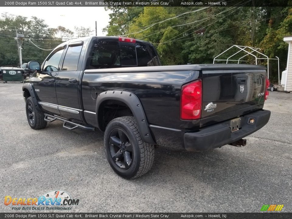 2008 Dodge Ram 1500 SLT Quad Cab 4x4 Brilliant Black Crystal Pearl / Medium Slate Gray Photo #4