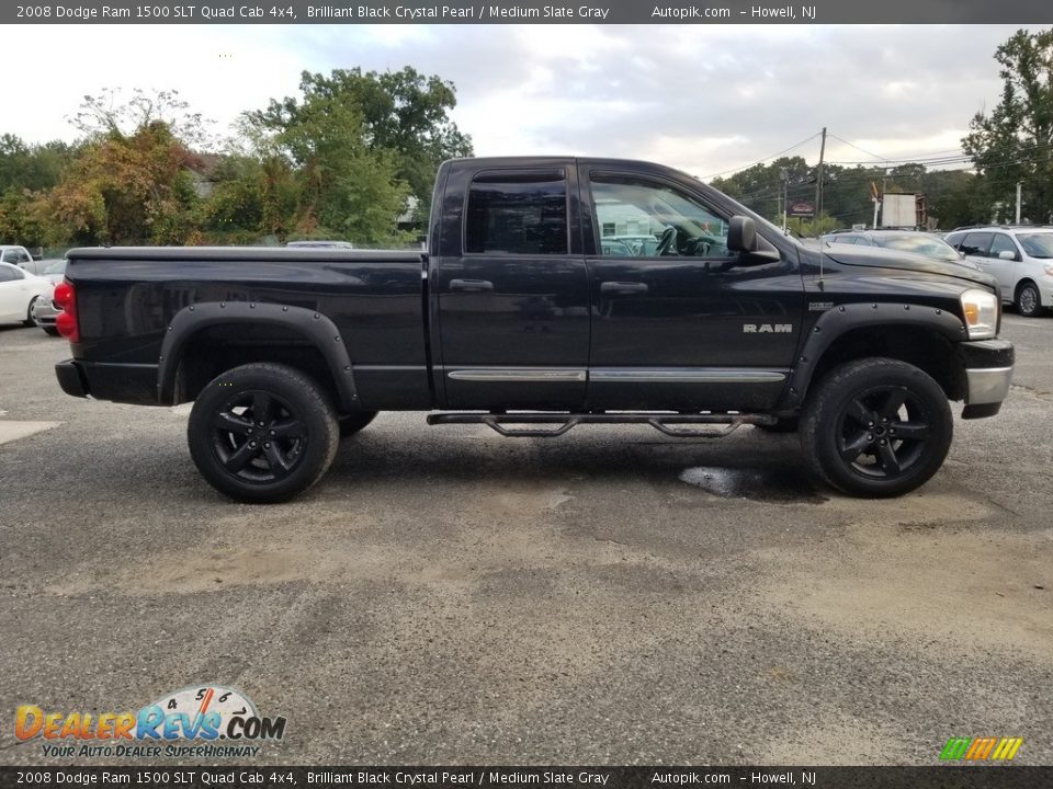 2008 Dodge Ram 1500 SLT Quad Cab 4x4 Brilliant Black Crystal Pearl / Medium Slate Gray Photo #7