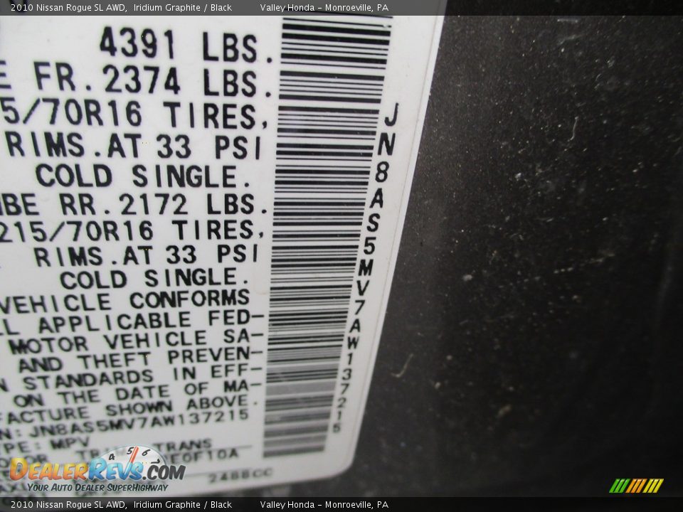 2010 Nissan Rogue SL AWD Iridium Graphite / Black Photo #19