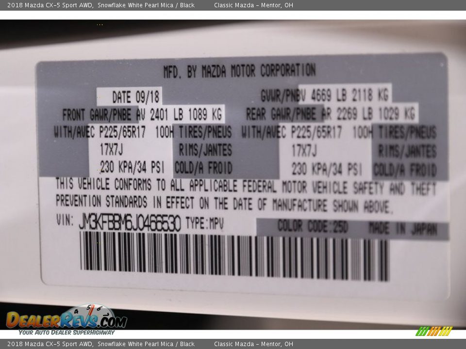 2018 Mazda CX-5 Sport AWD Snowflake White Pearl Mica / Black Photo #22