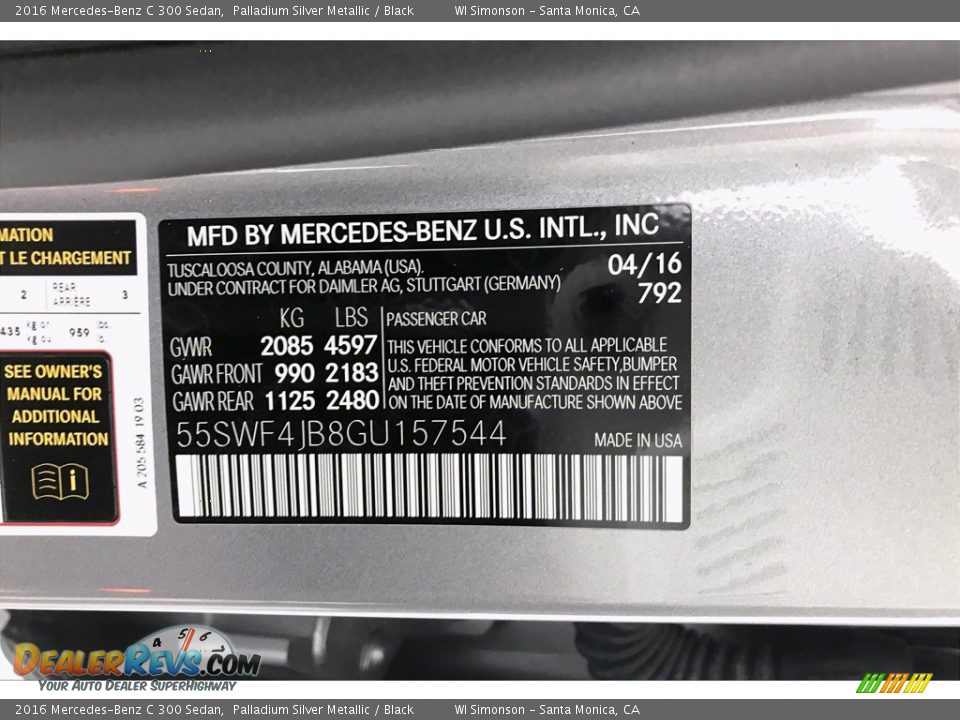 2016 Mercedes-Benz C 300 Sedan Palladium Silver Metallic / Black Photo #24