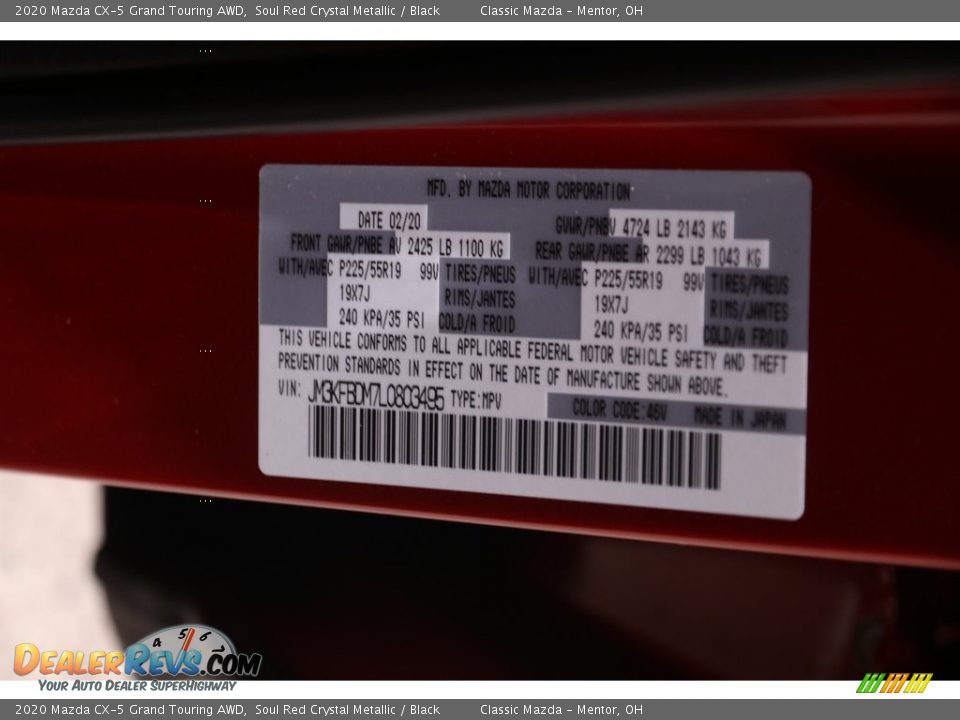 2020 Mazda CX-5 Grand Touring AWD Soul Red Crystal Metallic / Black Photo #20