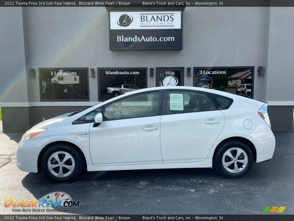 2012 Toyota Prius 3rd Gen Four Hybrid Blizzard White Pearl / Bisque Photo #1