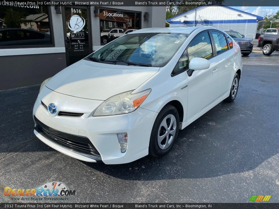 2012 Toyota Prius 3rd Gen Four Hybrid Blizzard White Pearl / Bisque Photo #2