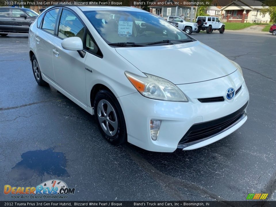 2012 Toyota Prius 3rd Gen Four Hybrid Blizzard White Pearl / Bisque Photo #4