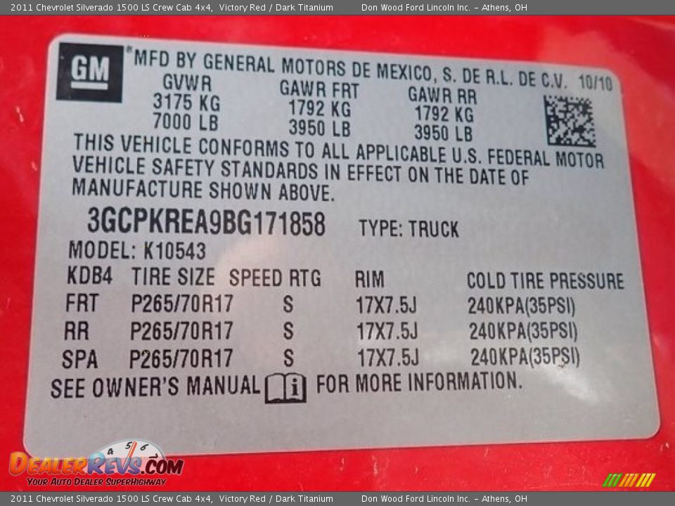 2011 Chevrolet Silverado 1500 LS Crew Cab 4x4 Victory Red / Dark Titanium Photo #13