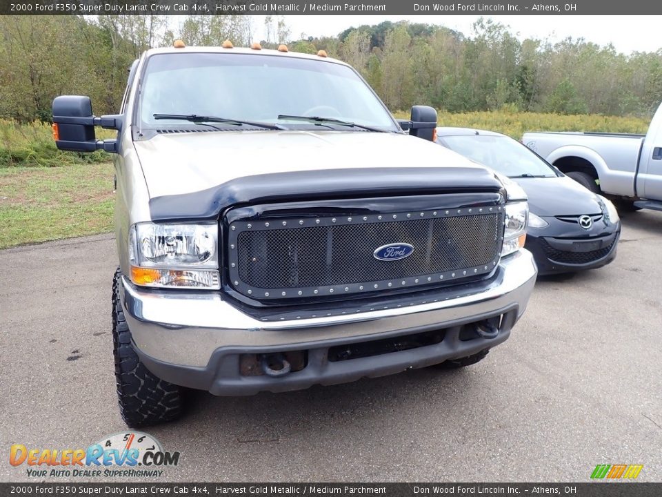 2000 Ford F350 Super Duty Lariat Crew Cab 4x4 Harvest Gold Metallic / Medium Parchment Photo #4