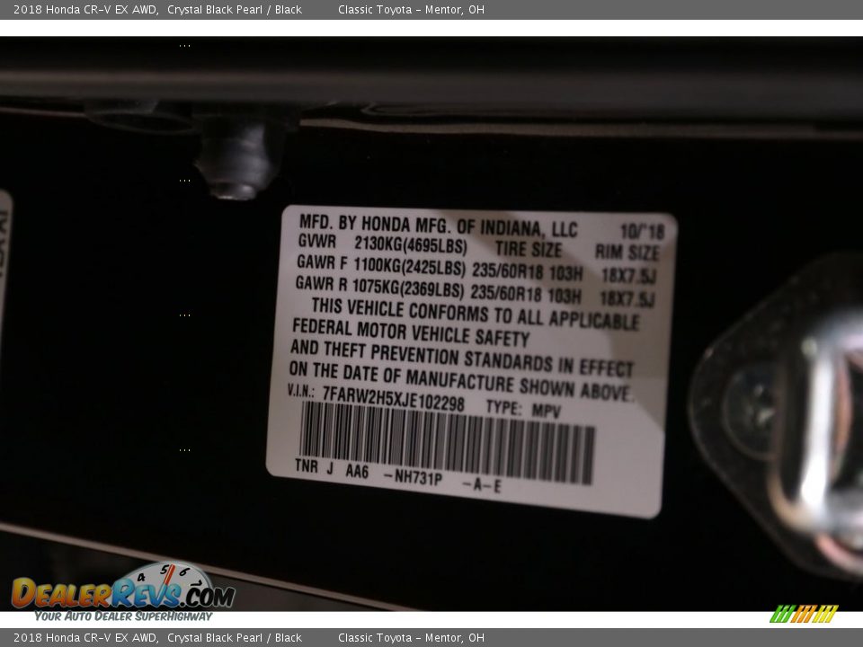 2018 Honda CR-V EX AWD Crystal Black Pearl / Black Photo #18