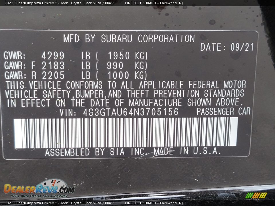 2022 Subaru Impreza Limited 5-Door Crystal Black Silica / Black Photo #14
