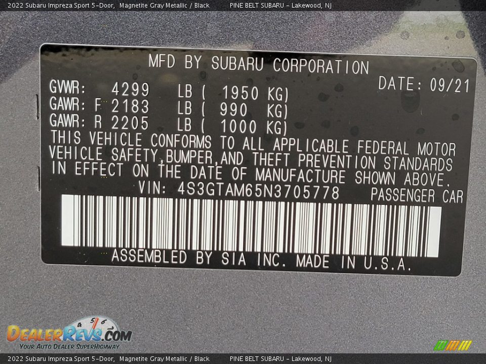 2022 Subaru Impreza Sport 5-Door Magnetite Gray Metallic / Black Photo #14