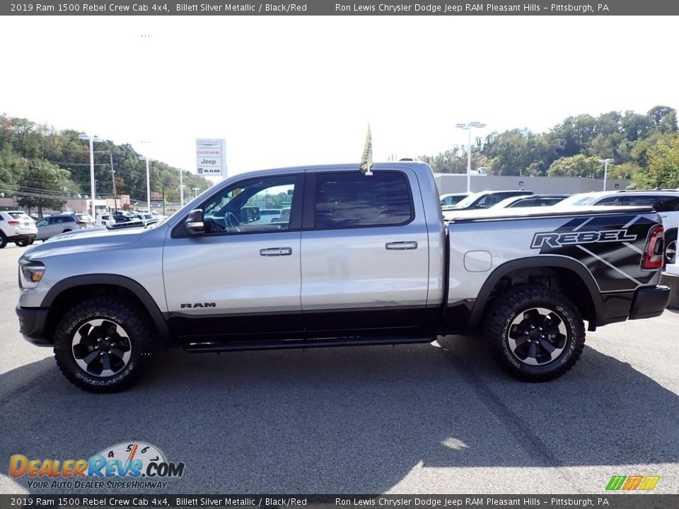 2019 Ram 1500 Rebel Crew Cab 4x4 Billett Silver Metallic / Black/Red Photo #2