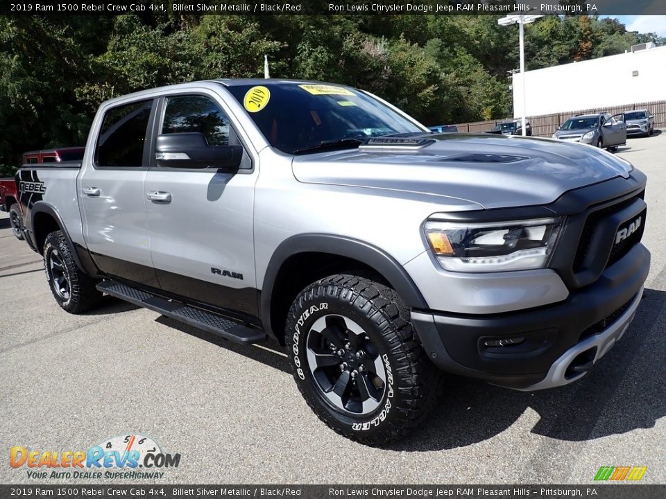 2019 Ram 1500 Rebel Crew Cab 4x4 Billett Silver Metallic / Black/Red Photo #8