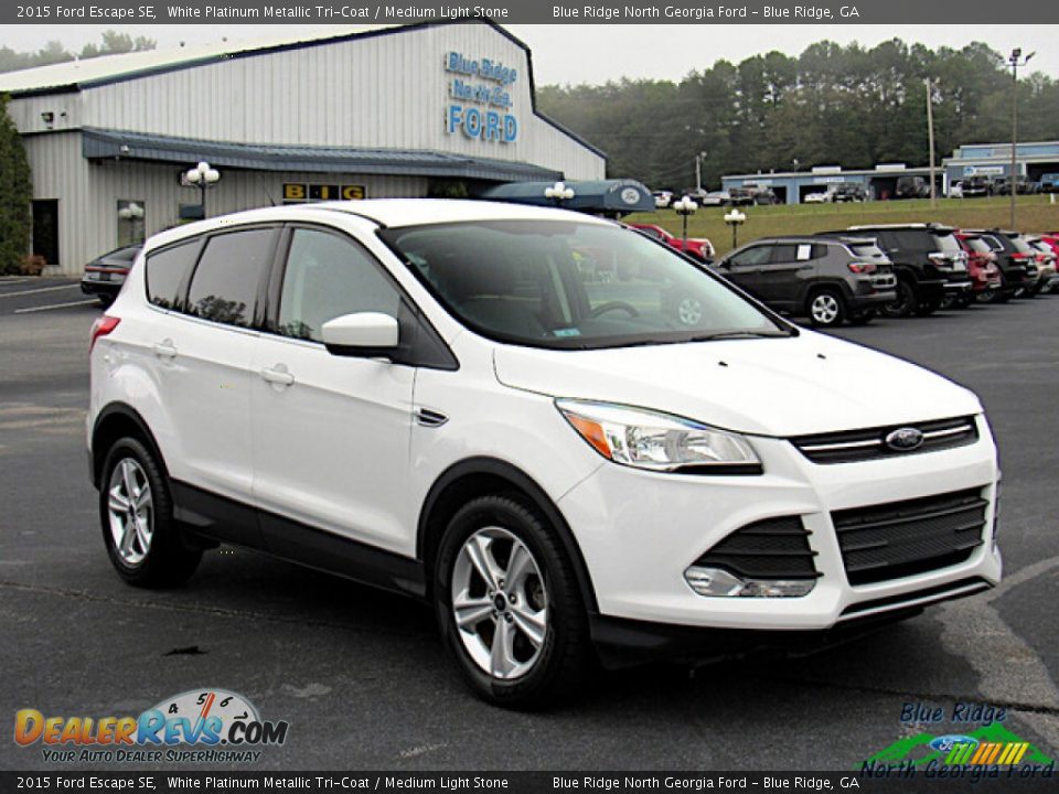 2015 Ford Escape SE White Platinum Metallic Tri-Coat / Medium Light Stone Photo #7