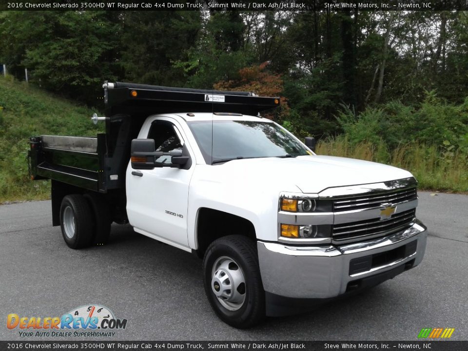 Front 3/4 View of 2016 Chevrolet Silverado 3500HD WT Regular Cab 4x4 Dump Truck Photo #5