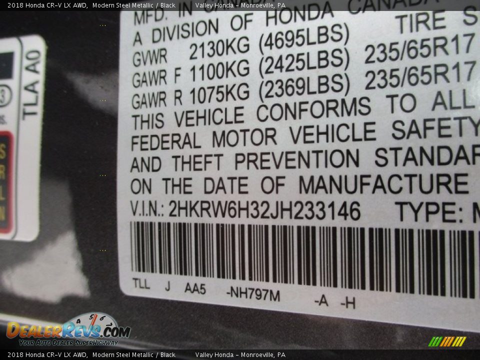 2018 Honda CR-V LX AWD Modern Steel Metallic / Black Photo #19