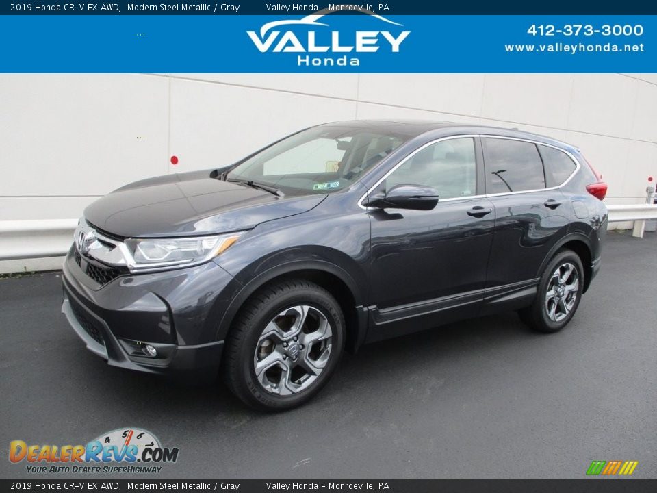 2019 Honda CR-V EX AWD Modern Steel Metallic / Gray Photo #1