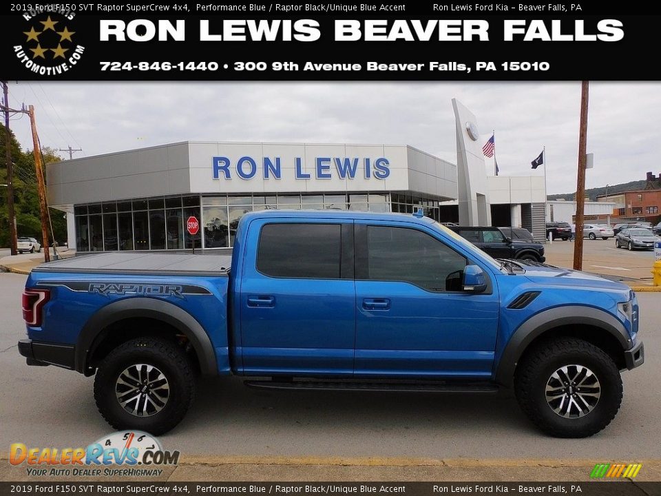 2019 Ford F150 SVT Raptor SuperCrew 4x4 Performance Blue / Raptor Black/Unique Blue Accent Photo #1