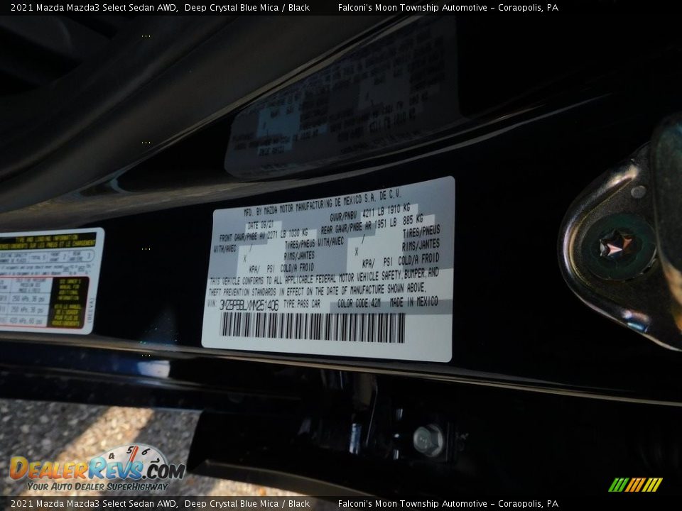 2021 Mazda Mazda3 Select Sedan AWD Deep Crystal Blue Mica / Black Photo #20