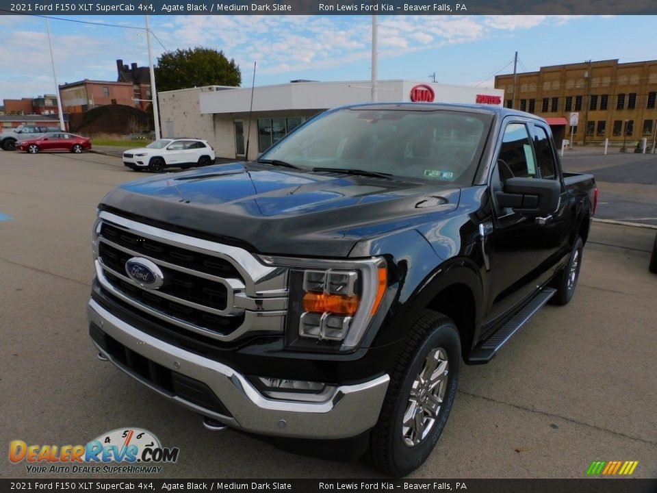 2021 Ford F150 XLT SuperCab 4x4 Agate Black / Medium Dark Slate Photo #7