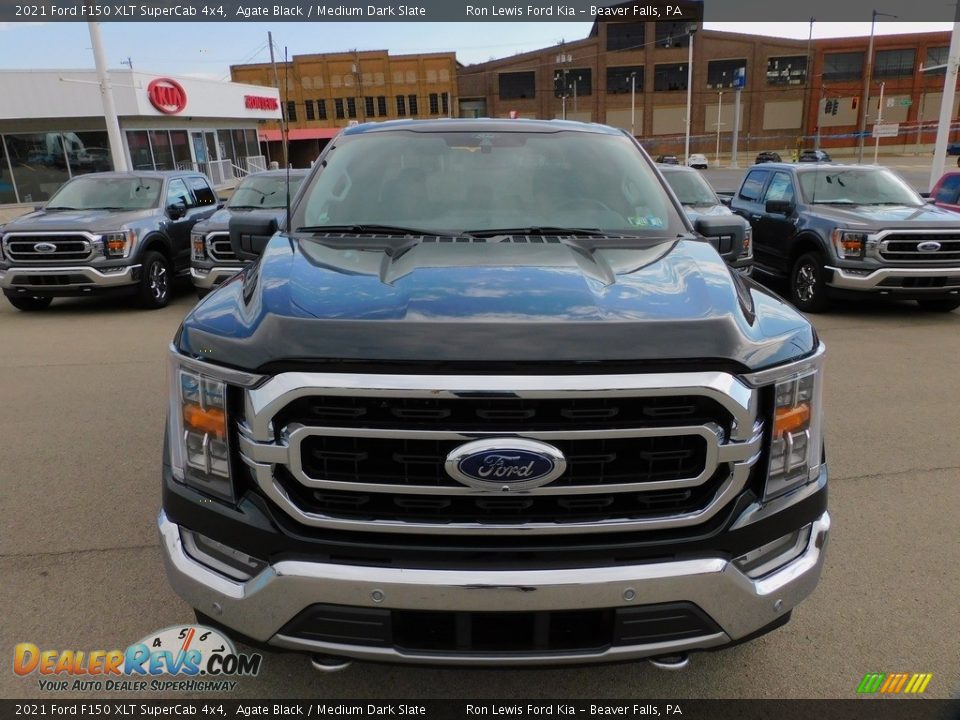 2021 Ford F150 XLT SuperCab 4x4 Agate Black / Medium Dark Slate Photo #8