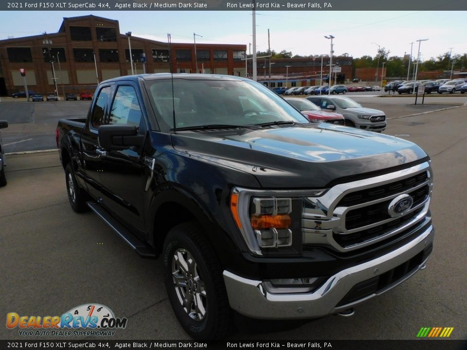 2021 Ford F150 XLT SuperCab 4x4 Agate Black / Medium Dark Slate Photo #9
