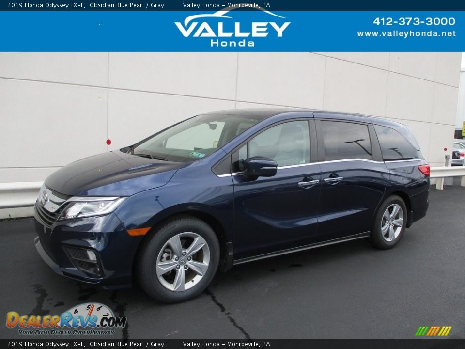 2019 Honda Odyssey EX-L Obsidian Blue Pearl / Gray Photo #1