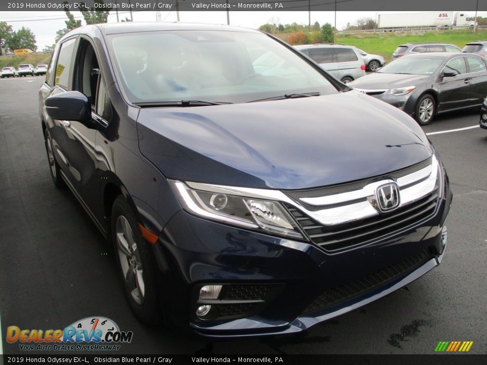 2019 Honda Odyssey EX-L Obsidian Blue Pearl / Gray Photo #7