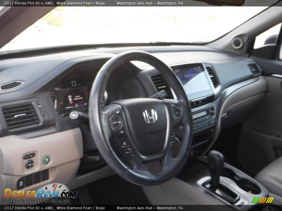2017 Honda Pilot EX-L AWD White Diamond Pearl / Beige Photo #17