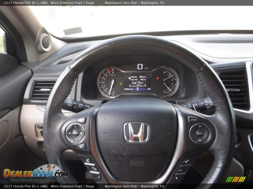 2017 Honda Pilot EX-L AWD White Diamond Pearl / Beige Photo #22